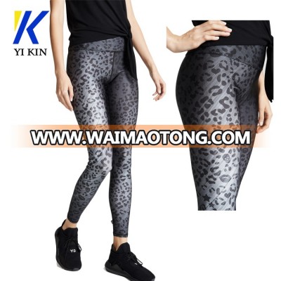 Athletic elastane women print cheetah seamless high waist tights skinny running leggings