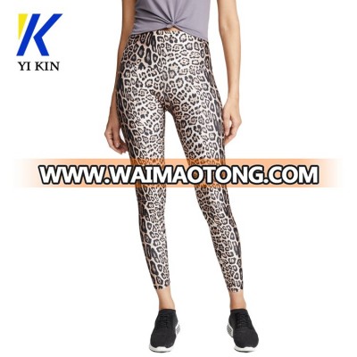 High waist custom leopard printed skinny tights elastic seamless women running leggings