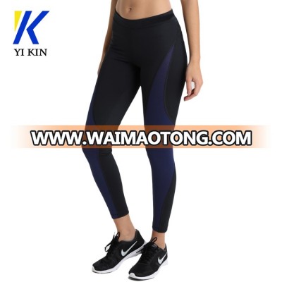 Training elastic jersey tights mesh panel quick dry plain breathable seamed women running leggings