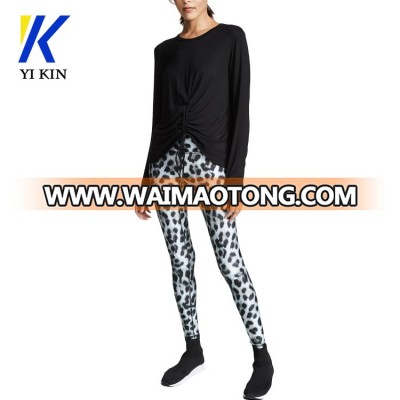 Women custom print snow leopard seamless high elastic waist tights yoga skinny running leggings