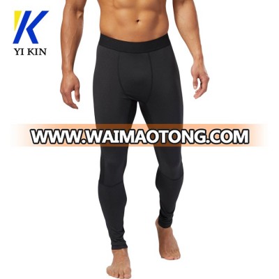 Black men custom solid training tights bottoms compression running high elastic polyester gym leggings