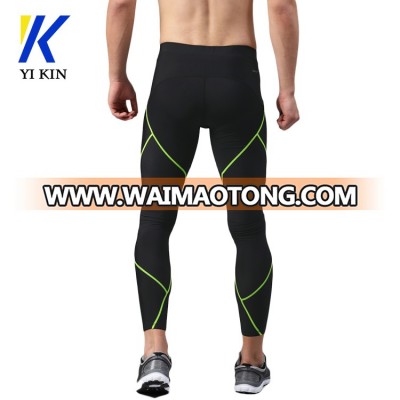 Custom men running compression green seamed tights training slim fit rapid dry gym leggings