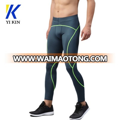 Custom men running compression stripe base layer tights training slim fit soild gym elastane leggings